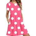 thumbnail image 2 of Fartey Summer Dresses for Women 2025 Trendy Polka Dot Print Dress with Pockets Casual Short Sleeve Crew Neck Beach Sundress Loose Flowy Tiered Swing Dress Hot Pink M, 2 of 6