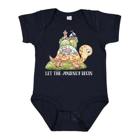 

Inktastic Let the Journey Begin Cute Watercolor Turtle Ocean Scene Gift Baby Boy or Baby Girl Bodysuit