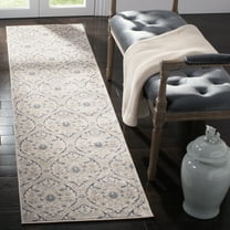SAFAVIEH Brentwood Braelyn Damask Runner Rug, Light Gray/Blue, 2' x 12'