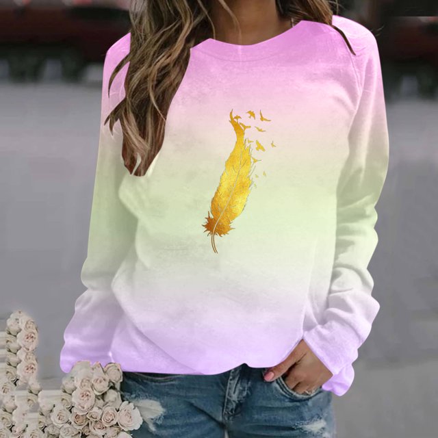 Sweat à Capuche Mode pour Femmes 2023 Manches Longues Col Rond Imprimé Sweat-Shirt Blouse 50 % de Réduction Costumes Halloween/noël