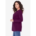 thumbnail image 3 of Roaman's Women's Plus Size Ultimate Cotton Crewneck Long Sleeve Tee, 3 of 6