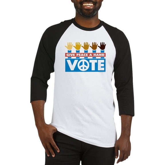 CafePress - Vote Peace Baseball Jersey - Cotton Baseball Jersey, 3/4 Raglan Sleeve Shirt
