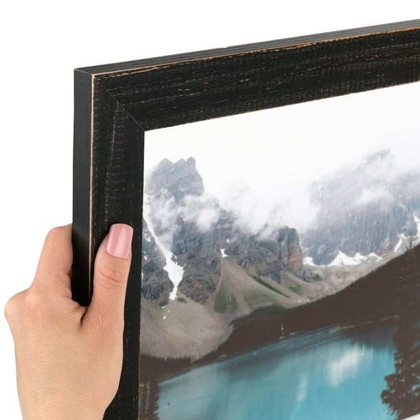 ArtToFrames 10x10 Inch Distressed Black Picture Frame, This Black Wood Poster Frame is Great for