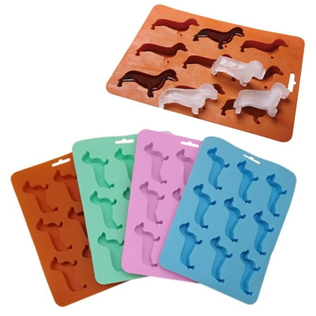 

Xinhuadsh Ice Tray Food Grade Flexible Heat-Resistant 9 Cavities Easy Demoulding Ice-making Super Soft Dachshund Dog Shaped Ice Tray Dessert Mold Party Supplies