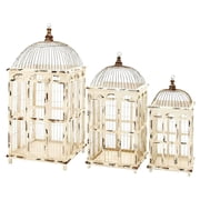 Woodland Import 55184 Metal Bird Cage Bright White Finish - Set of 3