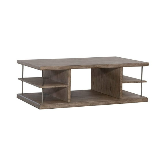 Liberty Furniture City Scape Wood Cocktail Table in Burnished Beige