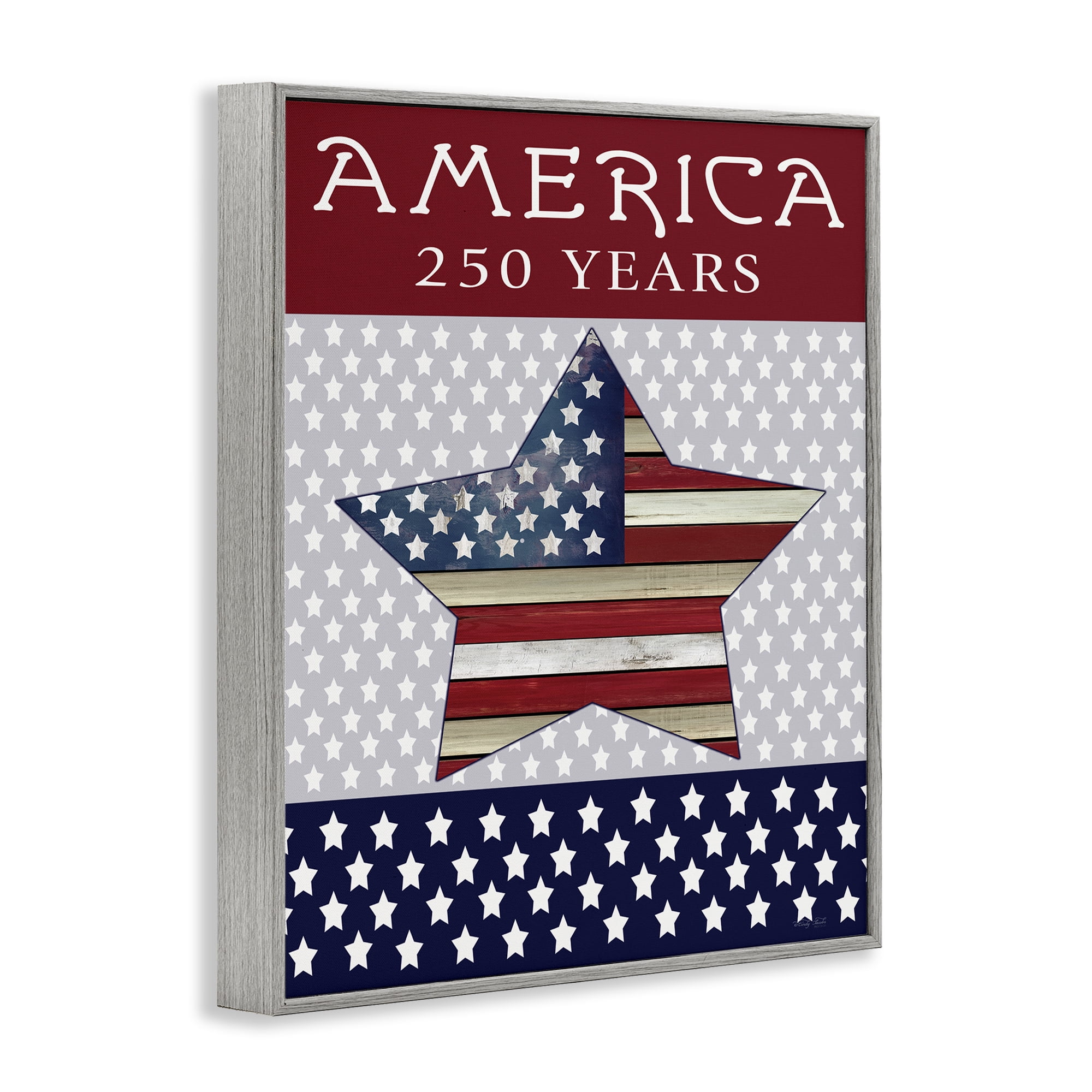 Stupell Industries Historic America 250 Years Gray Framed Giclee Art, design by Cindy Jacobs