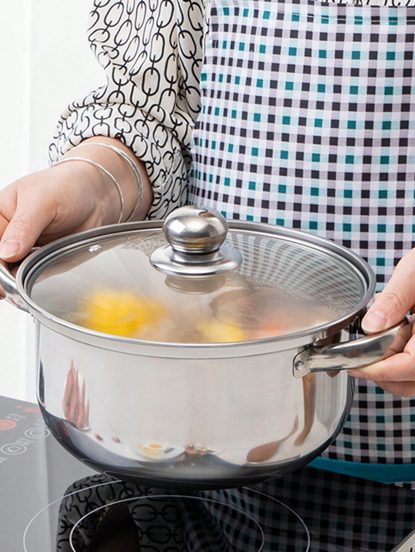 10-Pack Deluxe Gift For Everyone Stainless Steel Kitchen Induction Pan Cookware Set, Non-Stick Stainless Steel Pans, 5 Sizes (6.3 - 7 - 7.9 - 8.6 - 9.4 Inch) And Lids