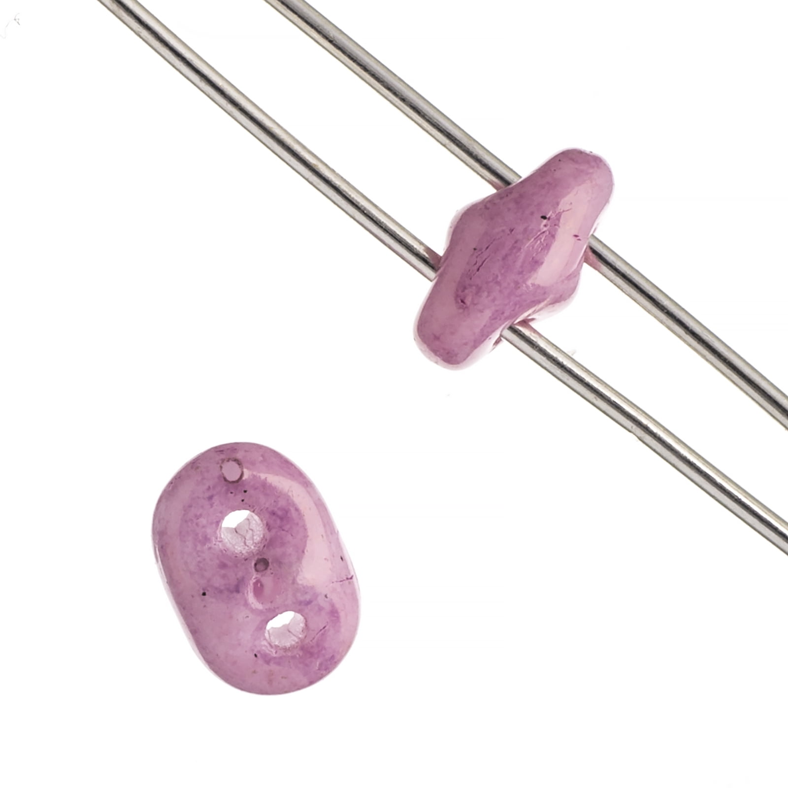 John Bead 100g Czech Glass Superduo 2-Hole Beads 2.5x5mm Chalk Lila Luster