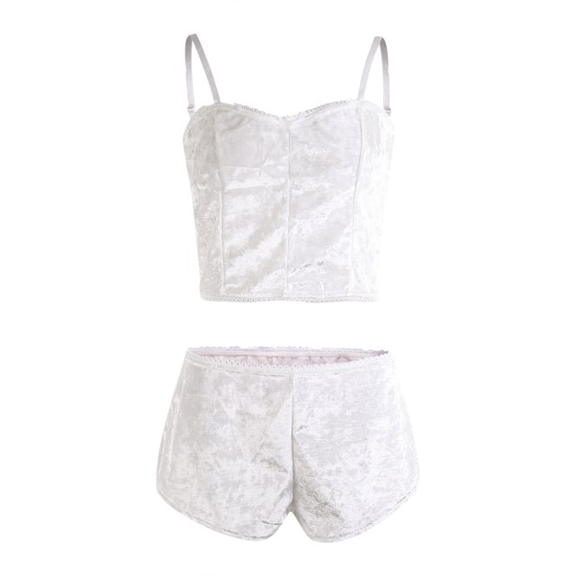 SUNSIOM Women 2PCS Lingerie Set Slim Sling Crop Top Short Elastic Band Pants
