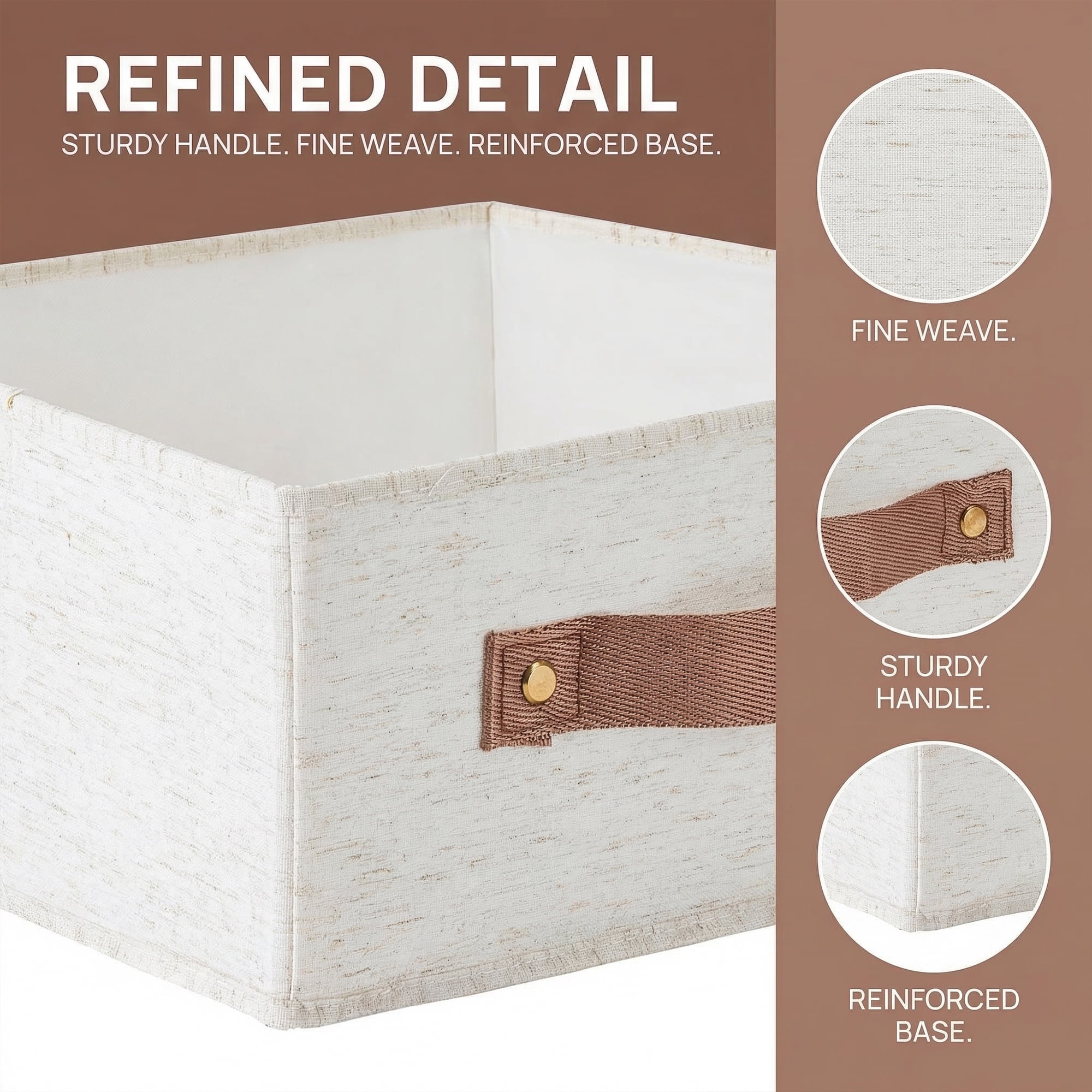 Unique Bargains 1pc Fabric Storage Bin with Handles Beige 12.2*12.2*5.9in