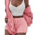 thumbnail image 5 of Conjunto de pijama de tres piezas con mangas largas y pantalones cortos de felpa para el hogar, 5 of 5
