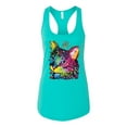 thumbnail image 2 of Wild Bobby Dean Russo Cat Wearing a Crown Thinking Cat Crowned Cat Lover Women Racerback Tank Top, Tahiti Blue, Medium, 2 of 5