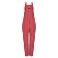 thumbnail image 4 of pstuiky Jumpsuits for Women, Womens Jumpsuit Solid Color V Neck Sleeveless Jumpsuit Spaghetti Strap Jumpsuit Loose Rompers One Piece Jumpsuits Casual Overalls with Pockets Hot Pink xxl, 4 of 6