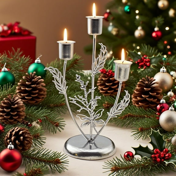 Christmas Gifts Christmas Table Garland Ornaments Artificial Berries Snowy Garland Candle Ring Holders Christmas Iron Metal Candlestick for Christmas Table Centerpiece Decor Xmas Gifts