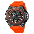 thumbnail image 1 of SKMEI 2360 Men's Digital Sports Watch - 50M Waterproof, LED Backlight, Multi-Function with Stainless Steel Buckle, Black Case & Orange TPU Strap, 1 of 6