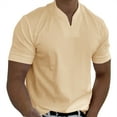 thumbnail image 5 of NOLDARES Men's Casual Henley Shirts V-Neck Longline T-Shirt Solid Color Short Sleeve Basic Tops Athletic Shirt Tees(Light Yellow,5XL), 5 of 8