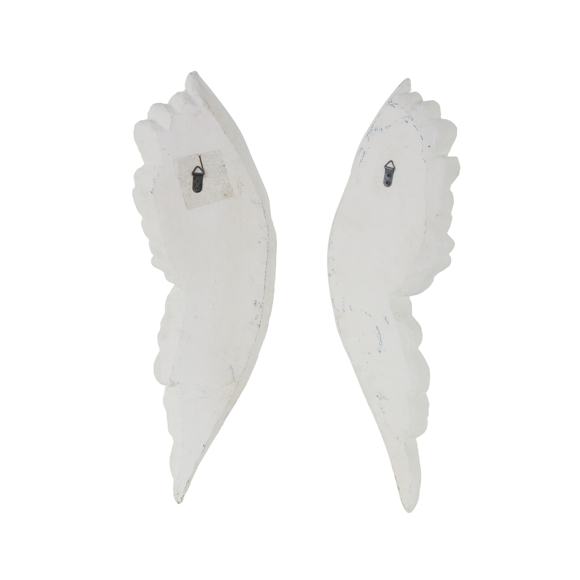 DecMode White Magnesium Oxide Carved Wings Bird Wall Decor (2 Count)
