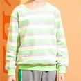 thumbnail image 2 of Generic Kids Sweatshirts Soft Cotton Warm Crewneck Cartoon Stripes Long Sleeve Pullover Sweatshirts Fall Winter Clothes for Boys Or Girls（5-6 Years Green）, 2 of 7