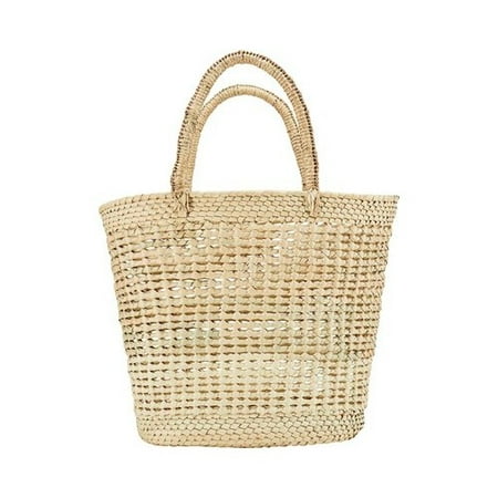 Women's San Diego Hat Company Palms Straw Open Weave Tote Bag BSB3716 Natural
