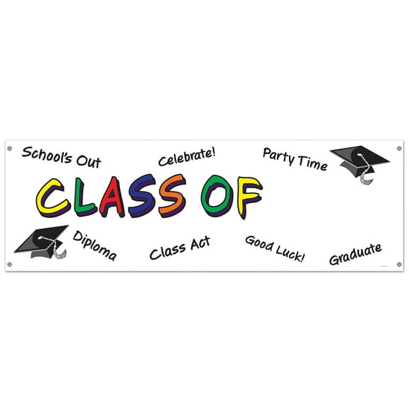 Party Central Club Pack of 12 Green and Blue Class Of the Year Sign for Graduations Banner Decors 5'