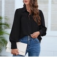 thumbnail image 7 of Women's Long Sleeve Casual T Shirts Chiffon Button V Neck Tunic Lapel Business Work Shirts Loose Comfy Blouses Lightweight Soft Dressy Clothes 2026 Trendy Teen Girls Preppy Shirts, 7 of 7