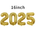 thumbnail image 1 of Juego de 5 globos 2025, globos con números 2025 de 16 pulgadas, globos dorados 2025, globos grandes de papel de aluminio con texto Feliz Año Nuevo para Nochevieja, 1 of 5