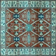 thumbnail image 1 of Ahgly Company Indoor Square Geometric Light Blue Traditional Area Rugs, 6' Square, 1 of 4