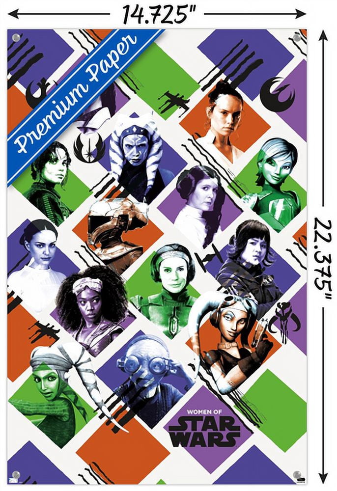 Star Wars: Saga - Women of Star Wars Wall Poster with Push Pins, 14.725" x 22.375"