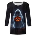 thumbnail image 5 of Godom Halloween T Shirts for Womens 3/4 Sleeve Shirt Crewneck Basic Tees Soft Loose Fit Fall Outfits Fashion Tops 2025, 5 of 6