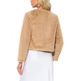 thumbnail image 3 of CHAQUETA CORTA ABIERTA INSPIRADA EN CHIC PARA MUJER, BOLERO DE FALSO PIEL DE MANGA LARGA, ABRIGO DE INVIERNO XL CAMEL, 3 of 5
