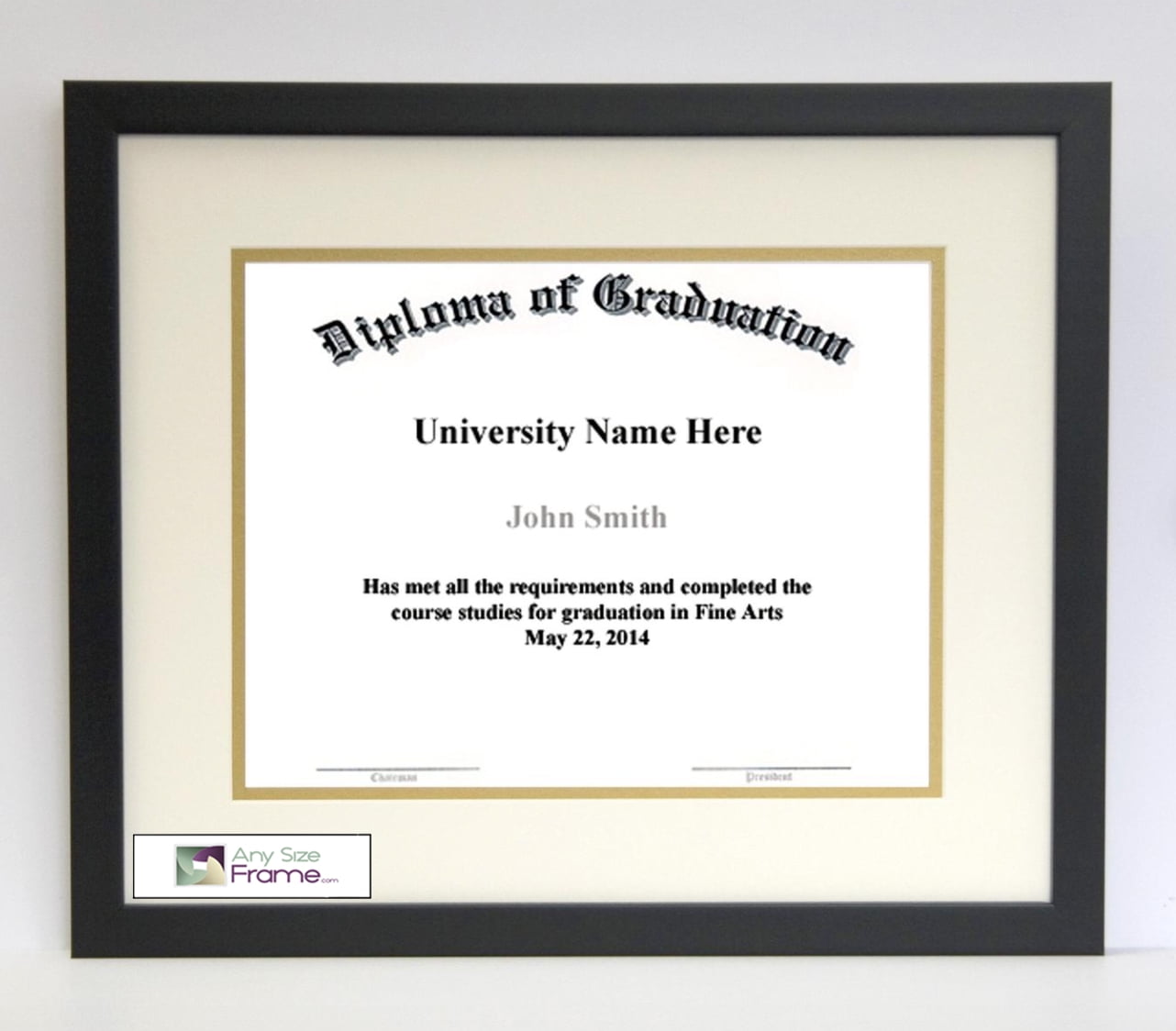 AnySizeFrame 8X10 Thin Satin Black Diploma Frame