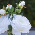 thumbnail image 3 of Enova Home Artificial 3 Large Silk Roses Flowers Arrangement in Clear Glass Vase with Faux Water (White), 3 of 4