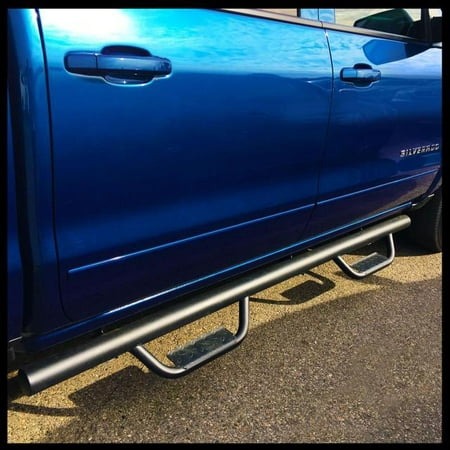 CONEXT Hoop Style Dropped Steps Black Smooth Nerf Bars for 2007-2018 Chevy Silverado / GMC Sierra Crew Cab