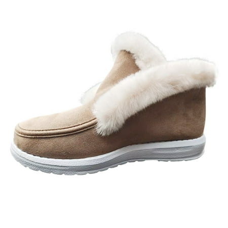 

Mackneog Women s Snow Boots Casual Keep Warm Plush Snow Boots Khaki 6.5