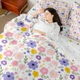 thumbnail image 4 of Castle Fairy Chic Flowers Bedding Comforter Set 7 Pieces for Female Men Women,Spring Garden Full Bedding Set Lightweight,Floral Blossoms Fitted Sheet Flat Sheet,Breathable Home Decor,Reversible, 4 of 8