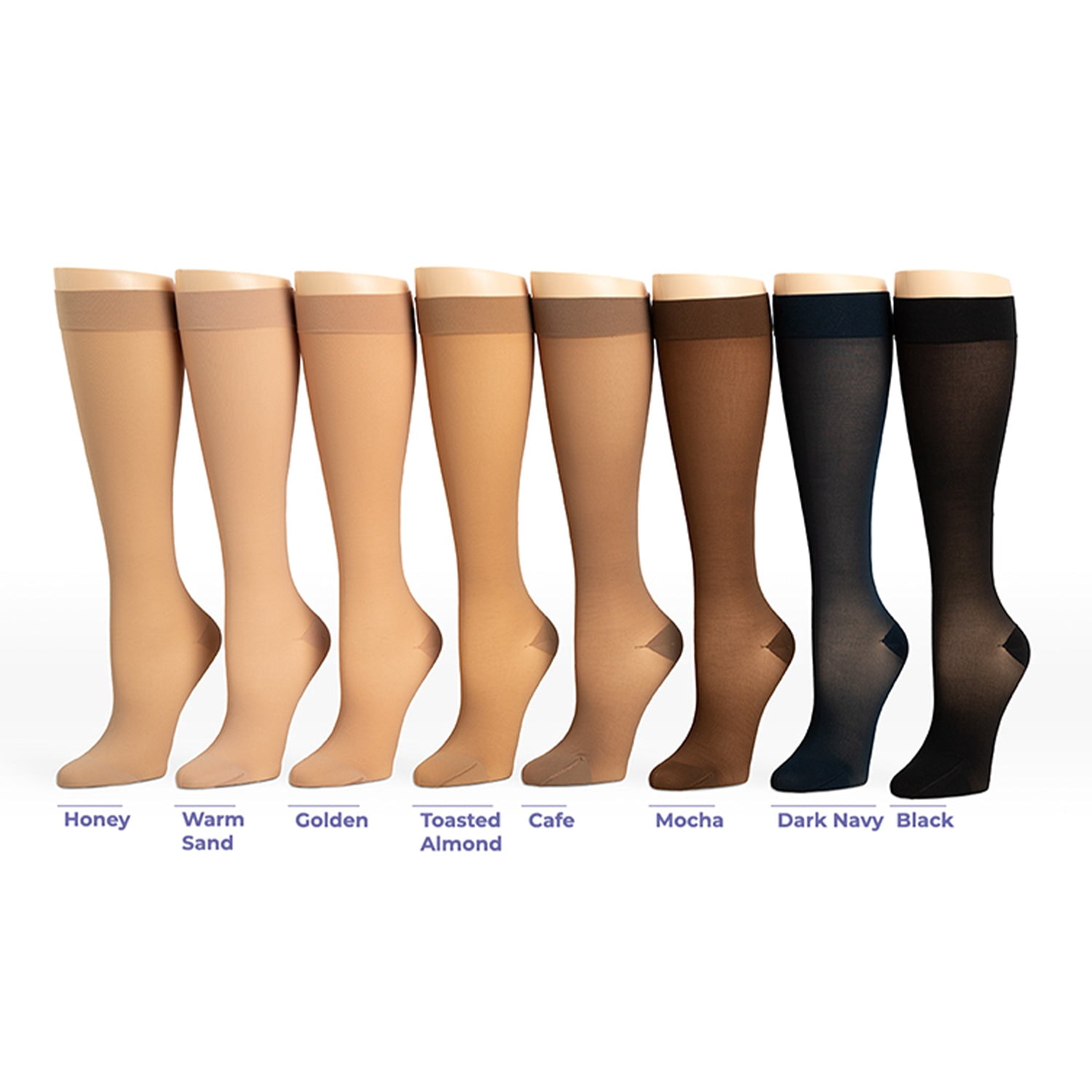 Sigvaris Style 782 Sheer 20-30 Closed Toe Knee High Compression Stockings Toasted Almond LL Long
