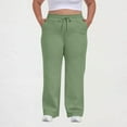 thumbnail image 4 of Dasayo Elastic Waist Women Pants Plus Size Wide-Leg Green Yoga Basic Drawstring Pants Women's Sweatpants XXL, 4 of 7