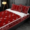 thumbnail image 3 of meiyoeat Red Paisley Print Zipper Twin Comforter Sets with Fitted Sheet and 2 Pillowcases For Girls,Classic Boho Floral Zipper Bedding Set For Adults,Reversible,4 Pieces, 3 of 7