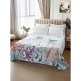 thumbnail image 3 of Twin XL Size Flat Sheet Only, Green Jellyfish Coastal Soft Brushed Microfiber Bed Sheets, Summer Beach Coral Starfish Nautical Hotel Quality Breathable Bedding Top Sheet, Easy Care, 66"x102", 3 of 9