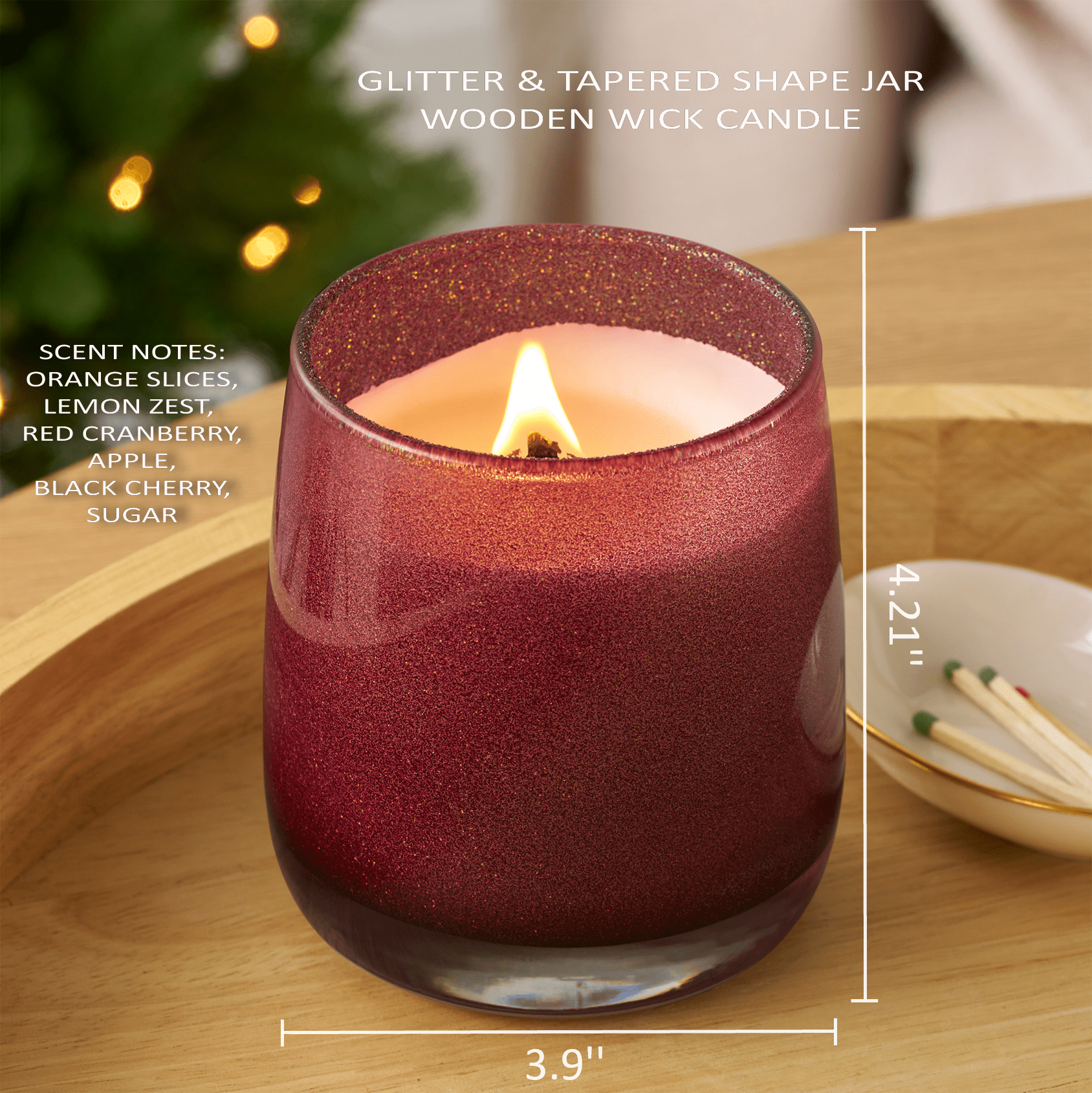 spiced apple tobacco candle Better Homes & Gardens Wood 1-Wick Holiday Scented Glitter Jar Candle,  Spiced Apple Tobacco, 14.5oz