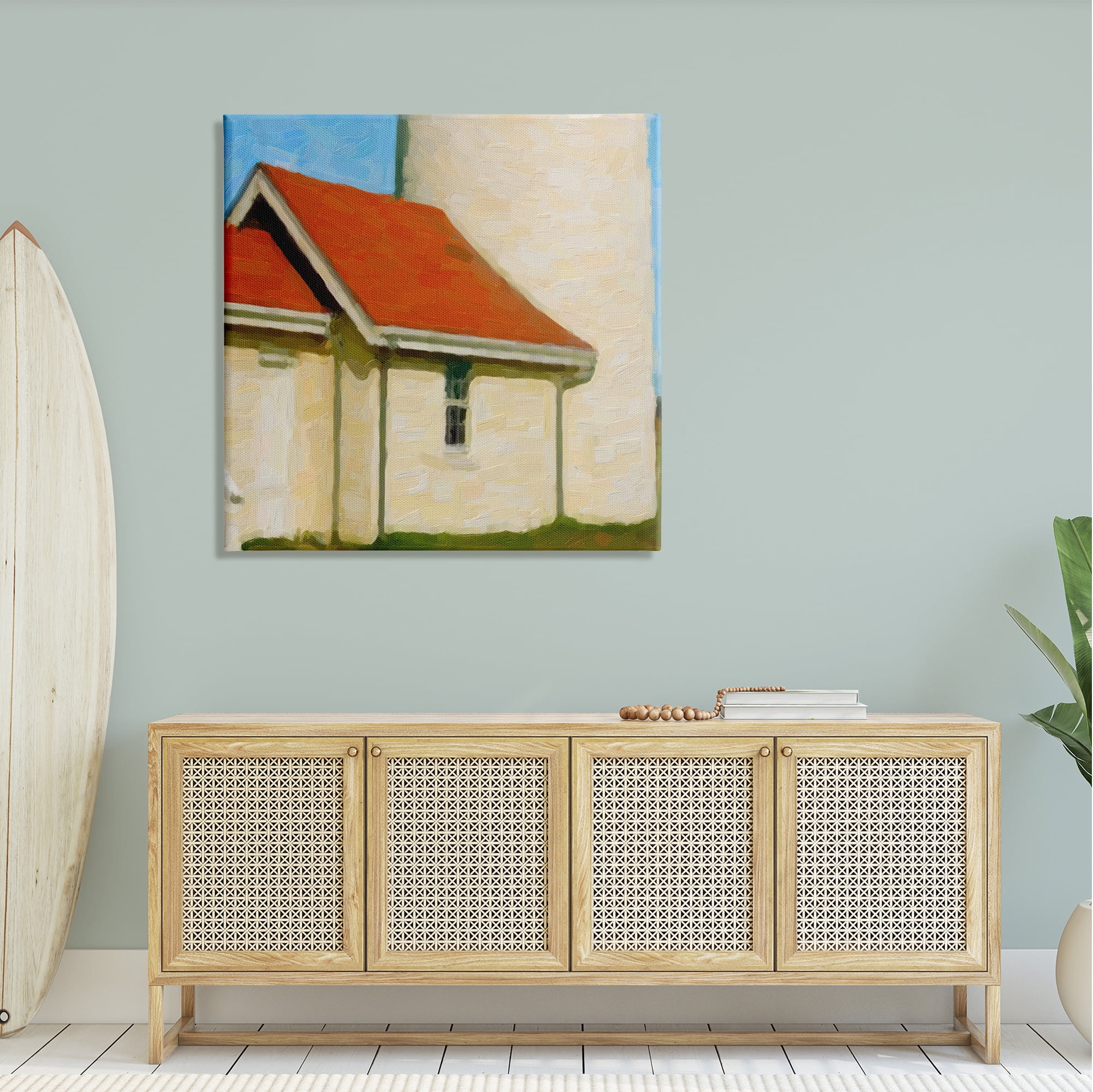 Stupell Industries Close Up Ocean Lighthouse Coastal Building Architecture Painting Gallery Wrapped Canvas Print Wall Art, Design by Graffitee Studios
