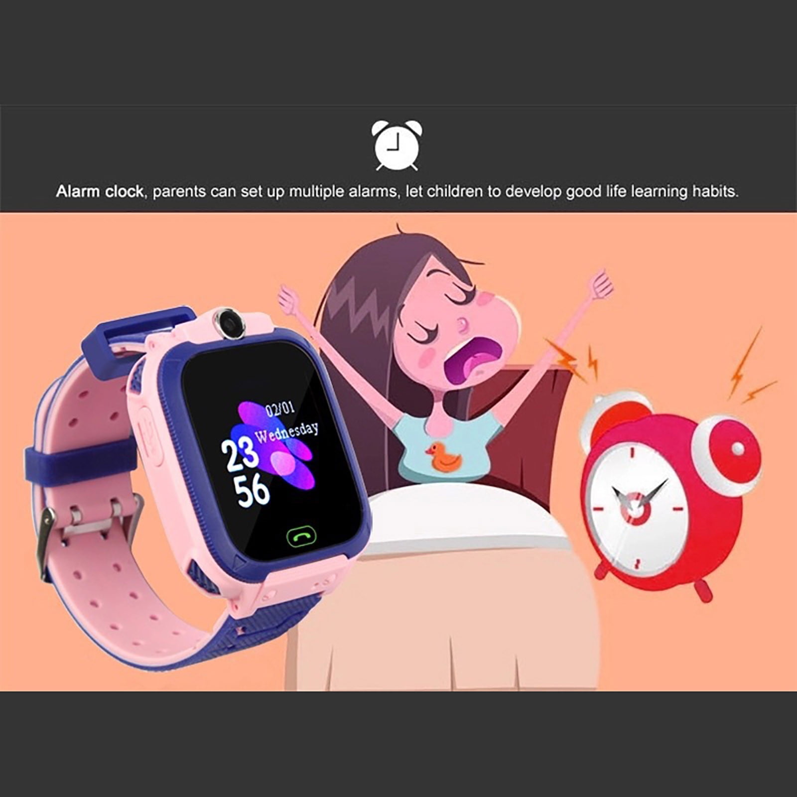 Kids Smart Watch with GPS Tracker & Two-Way Calling, 1.44" HD Touch Screen, Parental Controls, IPX6 Waterproof, SIM Card Compatible, Perfect for Boys & Girls Ages 3-12, Pink