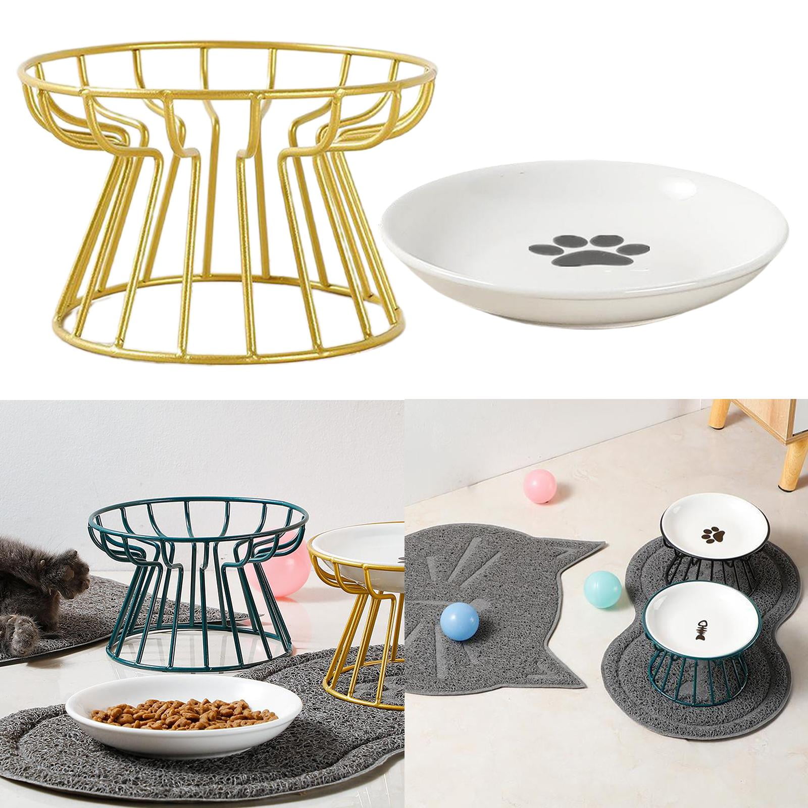 Fzaqwen Ceramic Pet Bowl Food Water & Treats for Cats & Dogs Non-slip Cat Bowls Pet Food Water Bowl Pet Supplies Golden