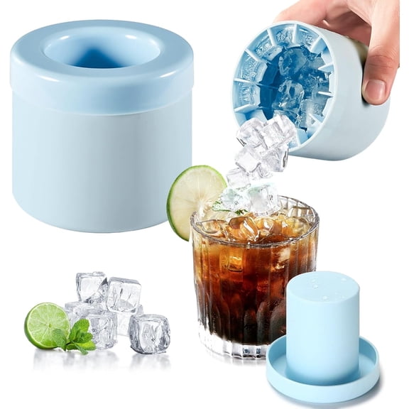 BYXAS 2025 Upgrade Ice Molds , Silicone Sphere Ice Mold Maker, Stackable Easy Release Circle Ice Cube Mold with Lids, Spherical Ice Makers with Lids for Whiskey（Blue）