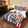 thumbnail image 4 of Manfei 250 Years USA Flag King Bedding, Floral Star Banner King Bed in a Bag, Red White Blue Multicolor, Reversible 7 Pieces, 4 of 6