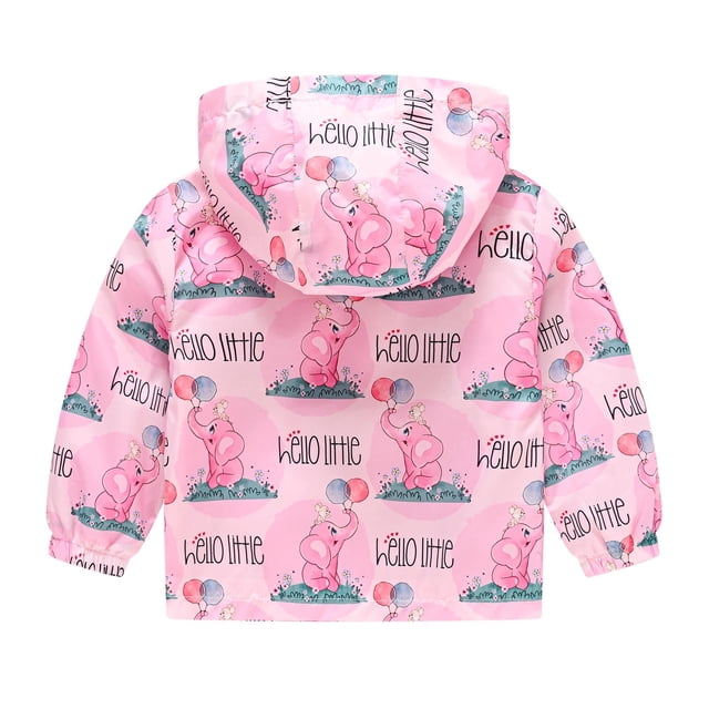 Toddler Kids Baby Boys Girls Fashion Cute Cartoon Flowers Rabbit Pattern Windproof Jacket Hooded Coat