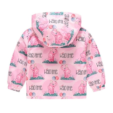 

QIPOPIQ Coats for Girls Clearance Toddler Kids Baby Boys Girls Trandy Cute Cartoon Flowers Rabbit Pattern Windproof Jacket Hooded Coat