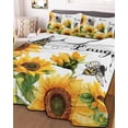 thumbnail image 2 of Sunflower Bee Summer Quilt Set Queen Size,Soft Quilted Bedding Set with 2 Pillow Shams,Vintage Yellow Floral Farmhouse Watercolor Lightweight All Season Bedspread Coverlet for Bedroom 90"x96", 2 of 6