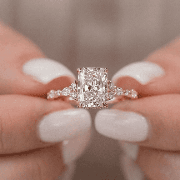 GIMELIS 3CT Art Deco Radiant Moissanite Engagement Ring For Women, 10K Yellow Gold